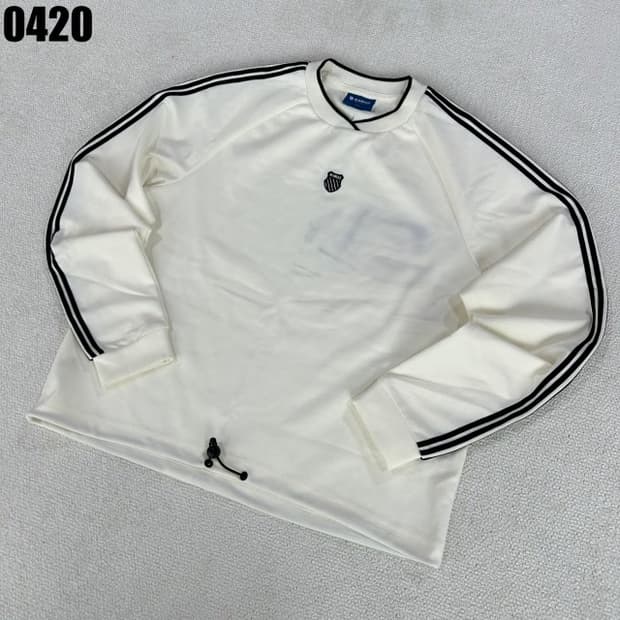 케이스위스 흰색 라인 긴팔티 s