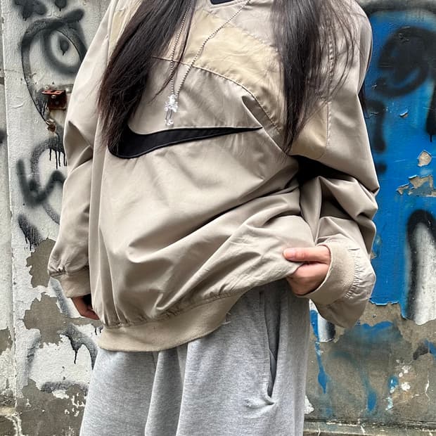 90s 나이키 올드스쿨 빅로고 베이지웜업