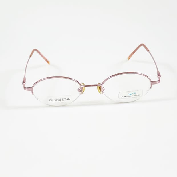 SEMO NEMO 핑크 티타늄 오벌 반무테 빈티지 안경