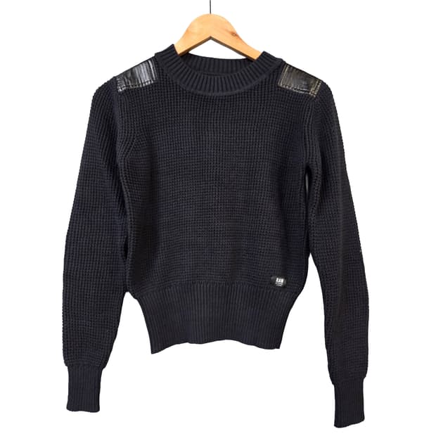 G스타 RAW 블랙 니트 탑 숄더패치(XS)