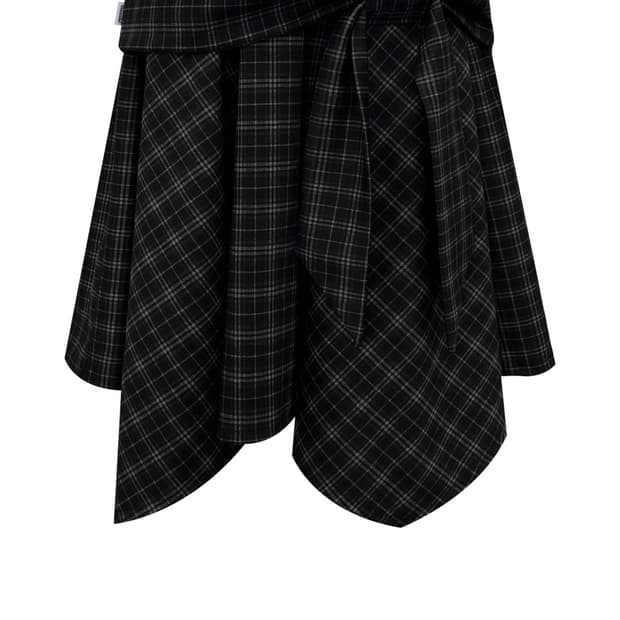 체메씨 보우 언발란스 스커트 (블랙체크)