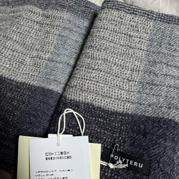 os) 폴리테루 밀링 울 머플러 그레이 체크