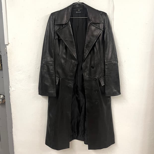 구찌 톰포드 2004 램스킨 레더 롱코트