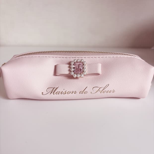 메종드플뢰르 리본 필통 파우치 핑크 양산형 스나계 지뢰계