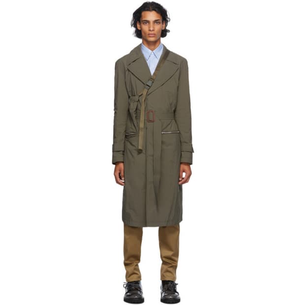 [새제품]48 마르지엘라 코트 패커블 트렌치코트 카키 스티치 자켓 나일론