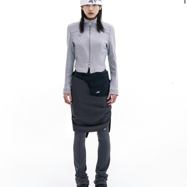 허그유어스킨 져지 스커트 레이어드 팬츠(차콜)