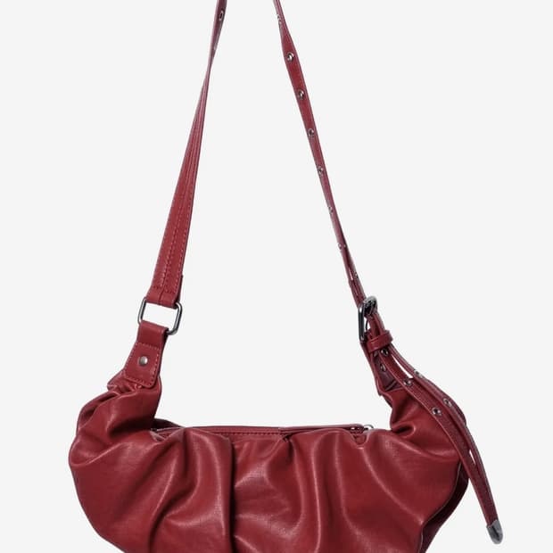 플레어업 draped leather bag red