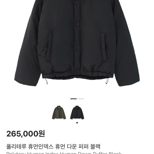 [2] 폴리테루 휴먼인덱스 휴먼 다운 퍼퍼 블랙 패딩