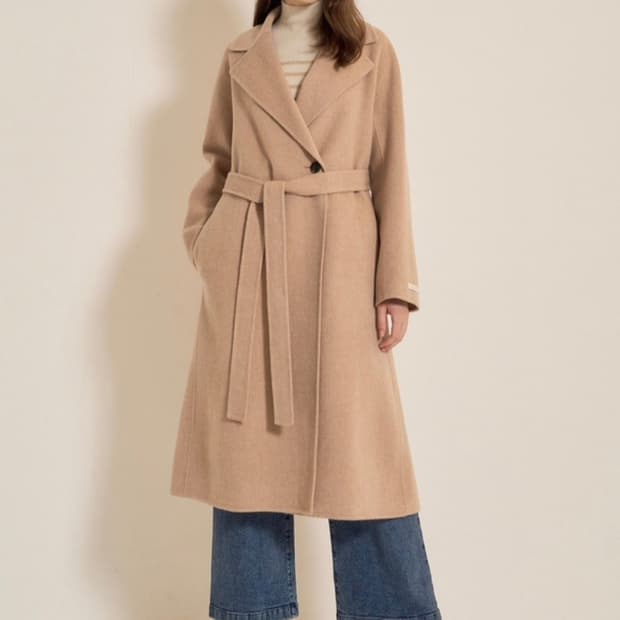 한섬 SJSJ 롱 코트 캐시미어 울 핸드메이드 롱코트 SJ 에스제이