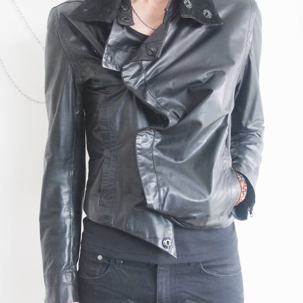 rare* 앤드뮐미스터 12AW asymmetric 드레이프 레더자켓