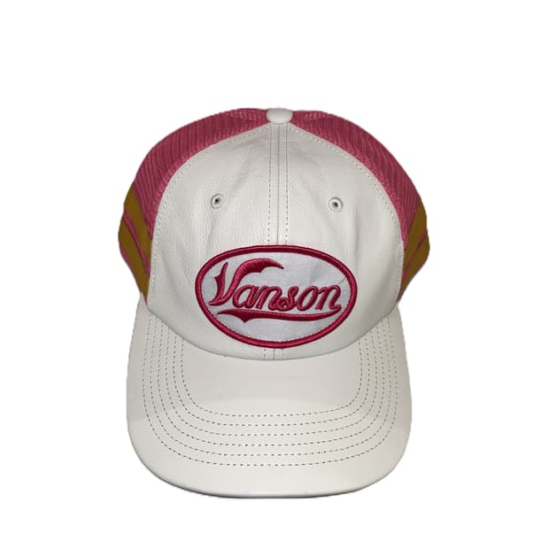 밴슨 레더 메쉬 캡 (화이트/핑크)