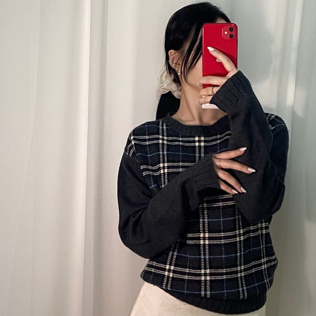 버버리 전체노바체크 니트