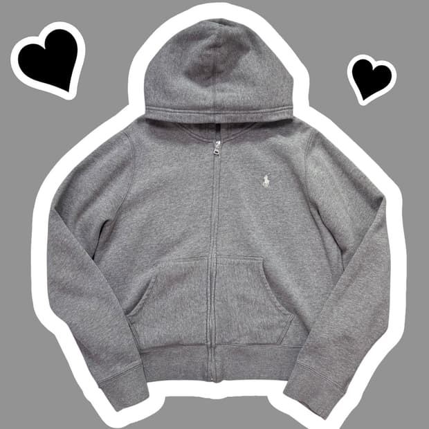 신형 여성 QR라벨 폴로 그레이 후드집업