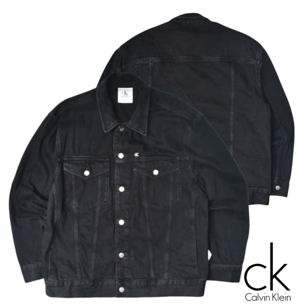 캘빈클라인 흑청 블랙 트러커 데님 청자켓
