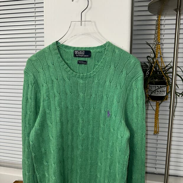 폴로 실크 캐시미어 케이블 니트 