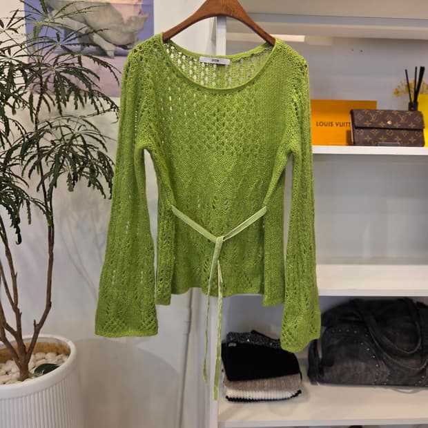 시스템 애플 그린 리본 니트