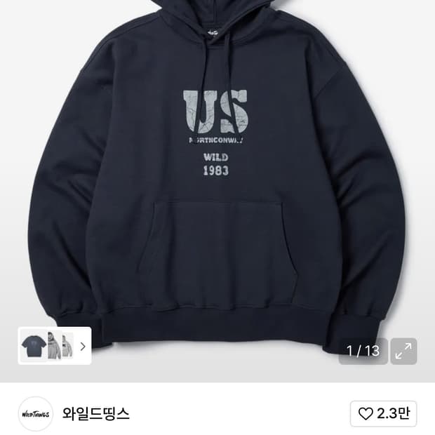 와일드띵스 비티지 후드티(네이비) 구합니다