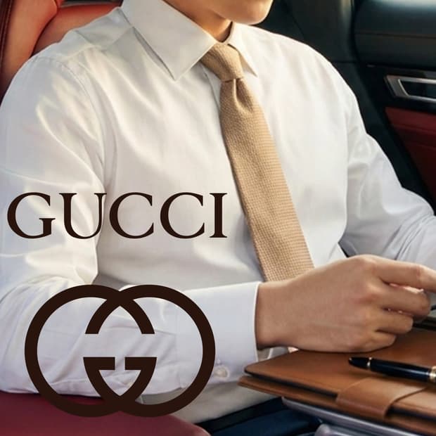 구찌 실크 진한 베이지 자카드 넥타이 8cm A+등급 K2552