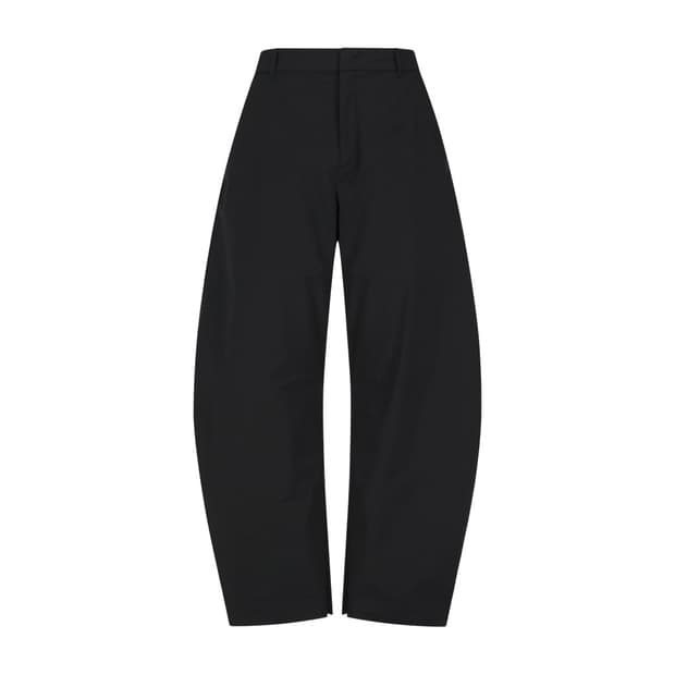 (M) 아모멘토 Taffeta Curved Leg Pants, Black