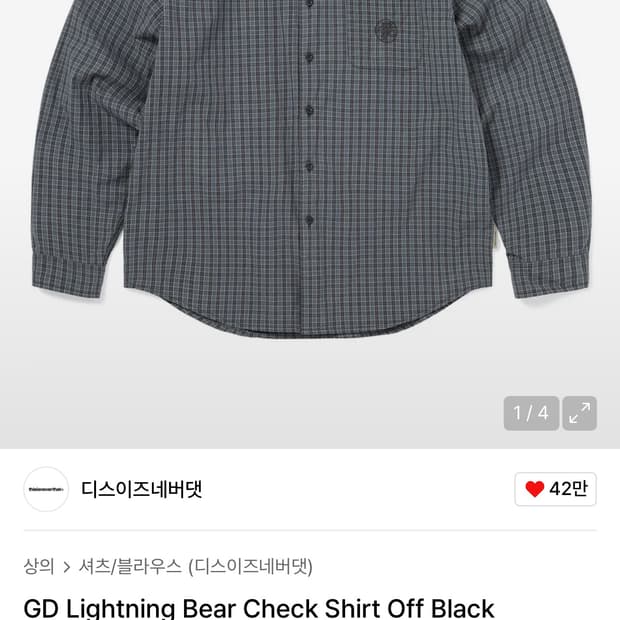 디스이즈네버댓 x 그레이트풀 데드 라이트닝 베어 체크 셔츠 오프 블랙
