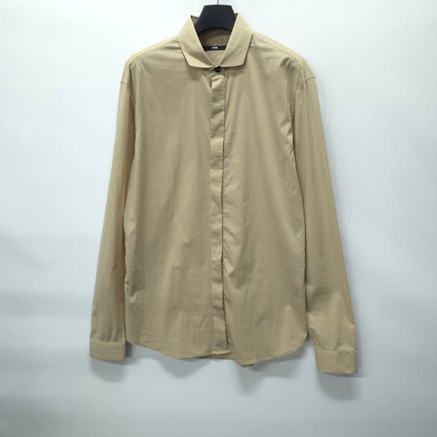 ​시스템 여성 베이지 히든 버튼 아주얇은 코튼 셔츠(66~66반)
