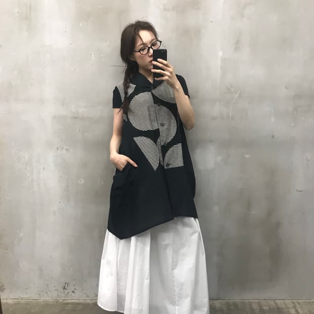 Patterned ballon long vest