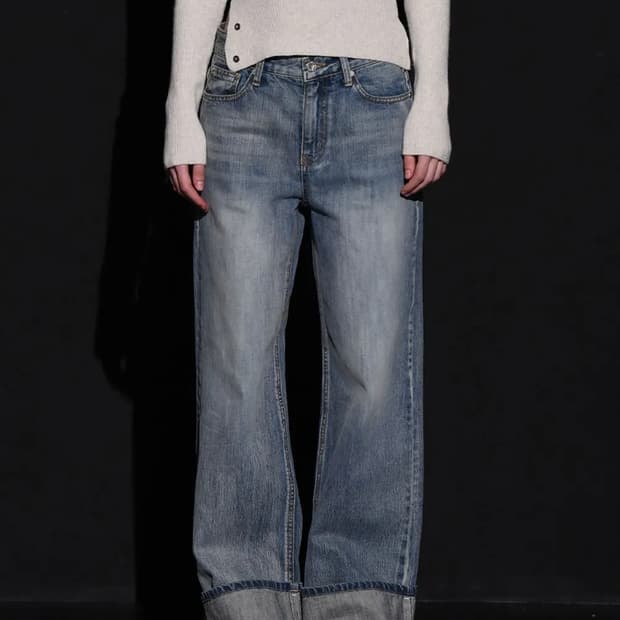 보헤미안서울 와이드 롤업 데님