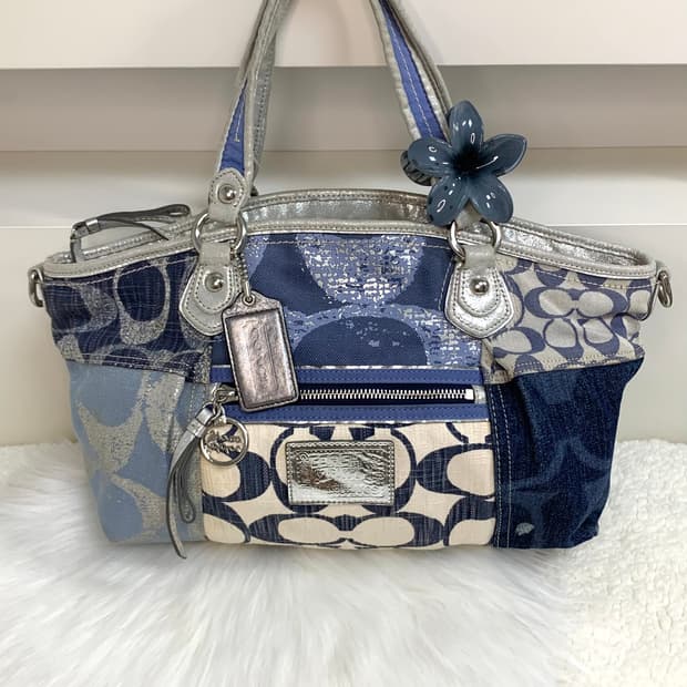 2000s 코치 패치워크 데님 토트백 y2k