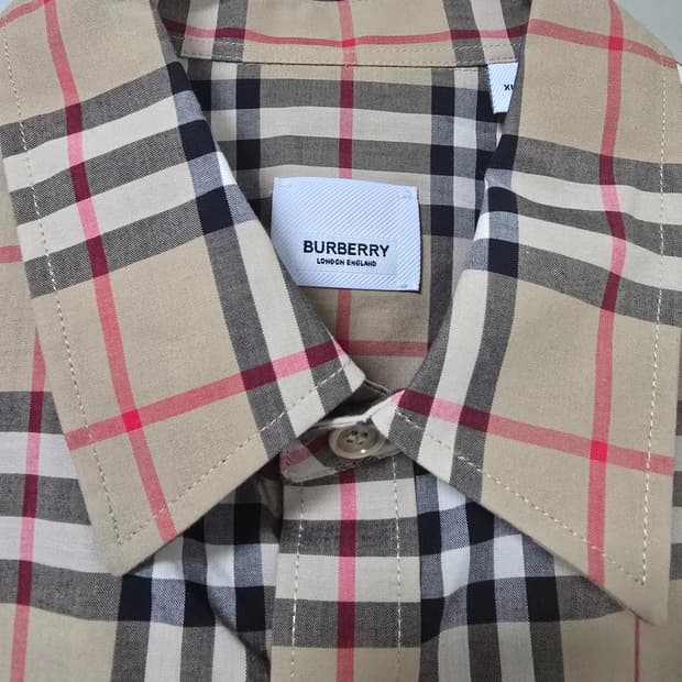 버버리 체크 코튼 포플린 셔츠