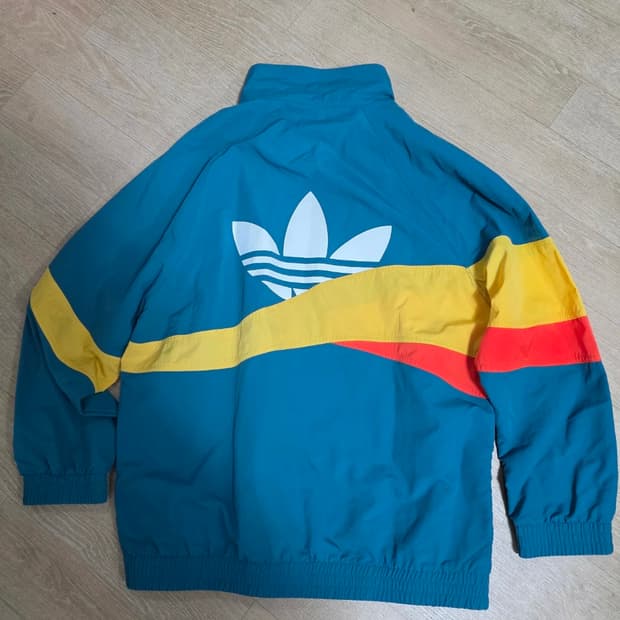 아디다스 컬러블록 오버핏 바람막이 자켓 M