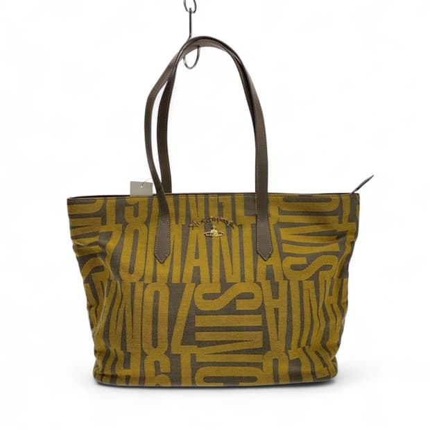 비비안 웨스트우드 캔버스 레터링 패턴 토트백