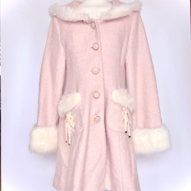 히메갸루 리즈리사 핑크 세일러 퍼 트리밍코트 로리타 양산형