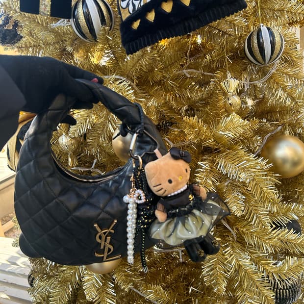  (24)롱다리키티 커스텀키링_ 🖤블랙 시스루 퍼샤 원피스