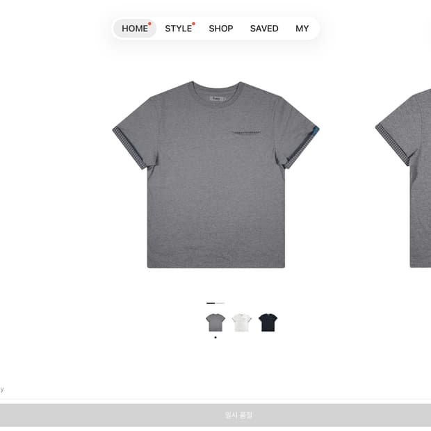 Huey 체크 롤업 반팔티 그레이 01