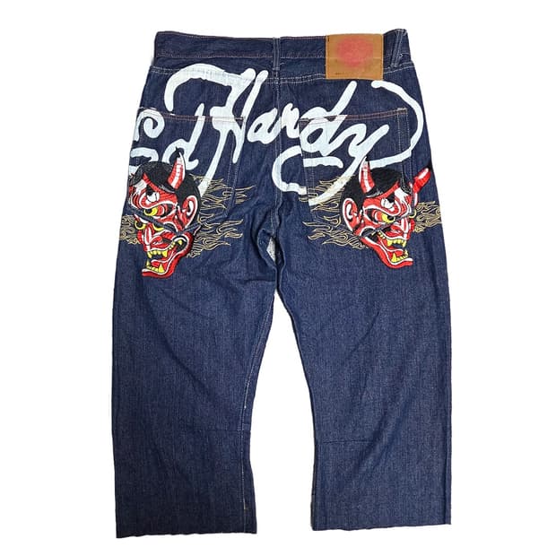 ED HARDY 한야 자수 오리엔탈 버뮤다 팬츠