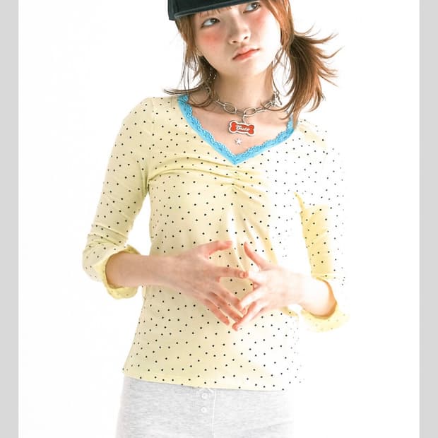 새상품 택o) 샵페어리 레이스티 탑 레몬