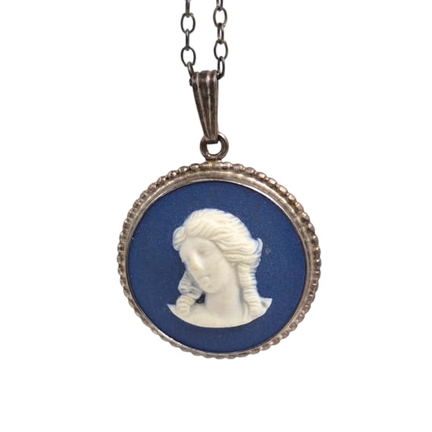 70s 영국 웨지우드 실버925 빅 카메오 목걸이