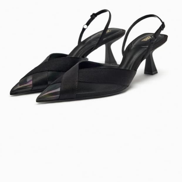 자라 메쉬 슬링백 힐 슈즈