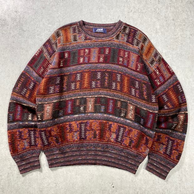 [L-XL] JUN MEN 재팬 메이드 에스닉 패턴 울 니트