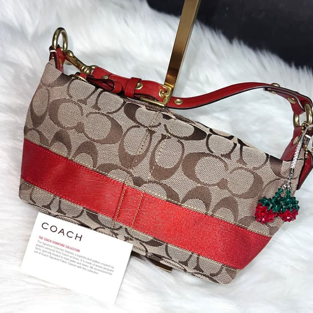 Rare Coach Sunset Red Signature Jacquard