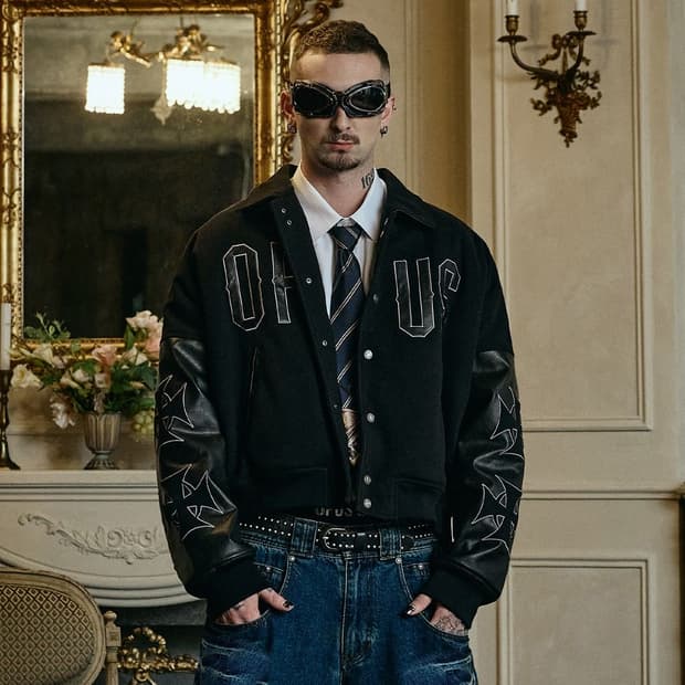 오퍼스0012 OPUS0012 패치 레더 바시티 자켓 S