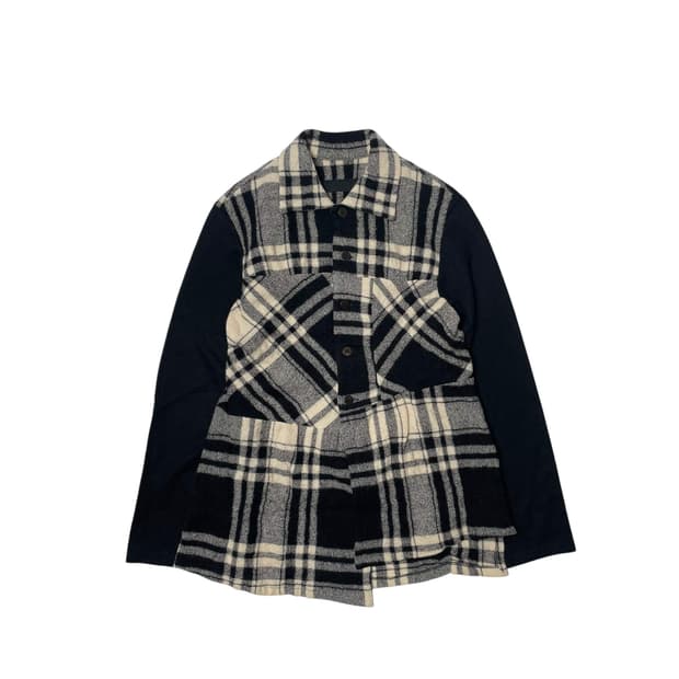 Pour deux 체크 울 언벨런스 자켓