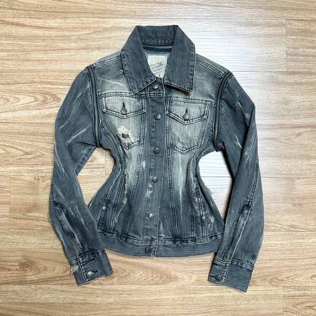 빈티지 워싱 청 자켓 오네갸루 코이세이오깔 그런지 긱시크 페어리 모리걸