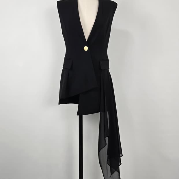 0823.제시 뉴욕  쉬폰 블랙  민소매 베스트 조끼44