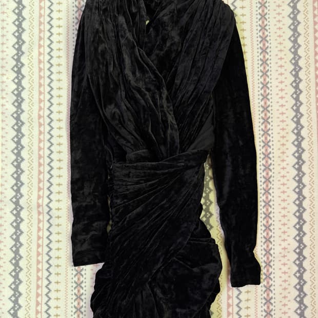 발렌시아가 벨벳 드레이프 미니 드레스 38