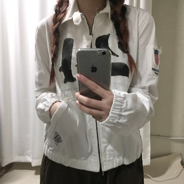 폴로 랄프로렌 화이트 카라 셔츠 st 집업 자켓