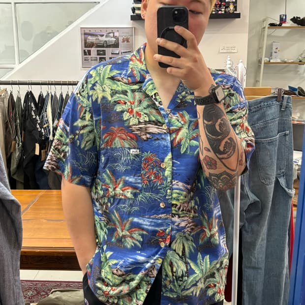 Tagear 레이온 하와이안 셔츠