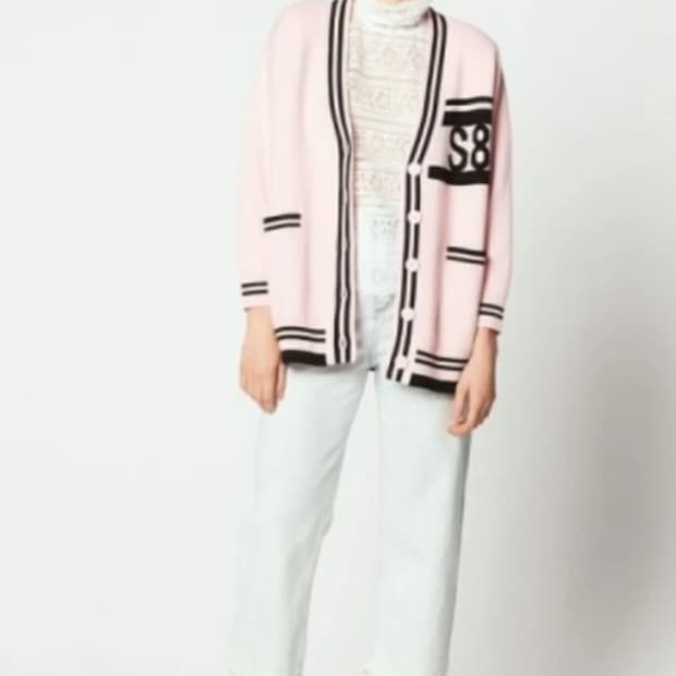 SANDRO 산드로 핑크 가디건 블라우스 F