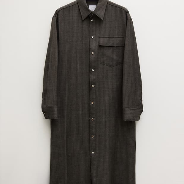 [s] 유스 롱 라인 셔츠 브라운 스트라이프