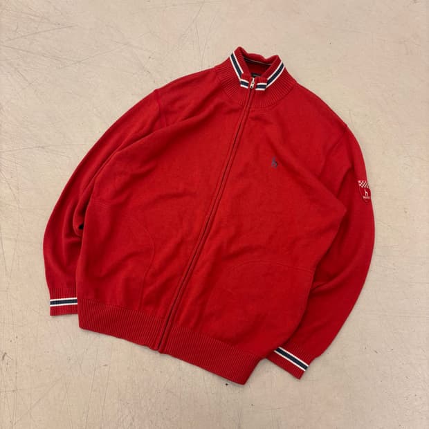 헤지스 레드 니트 집업